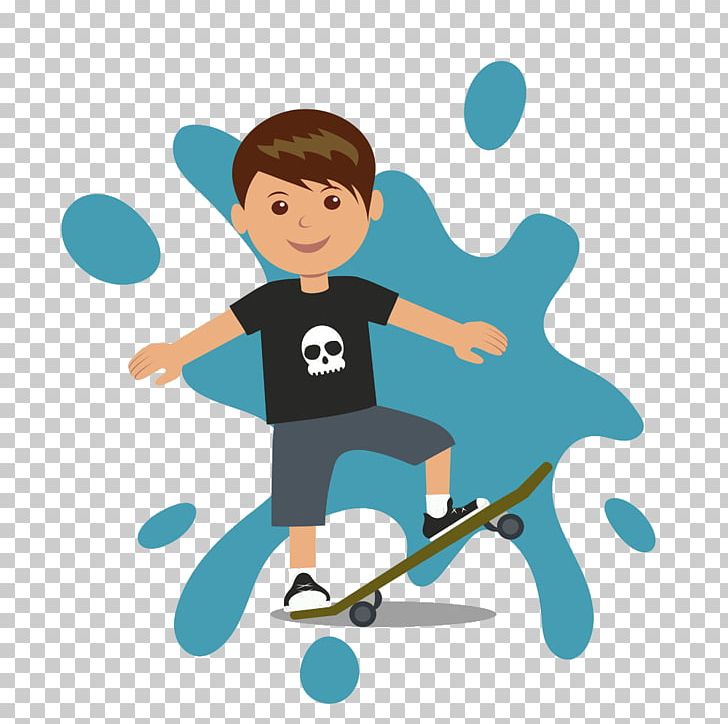 Boy Skateboarding Illustration PNG, Clipart, Art, Blue, Cartoon, Cartoon Boy, Child Free PNG Download