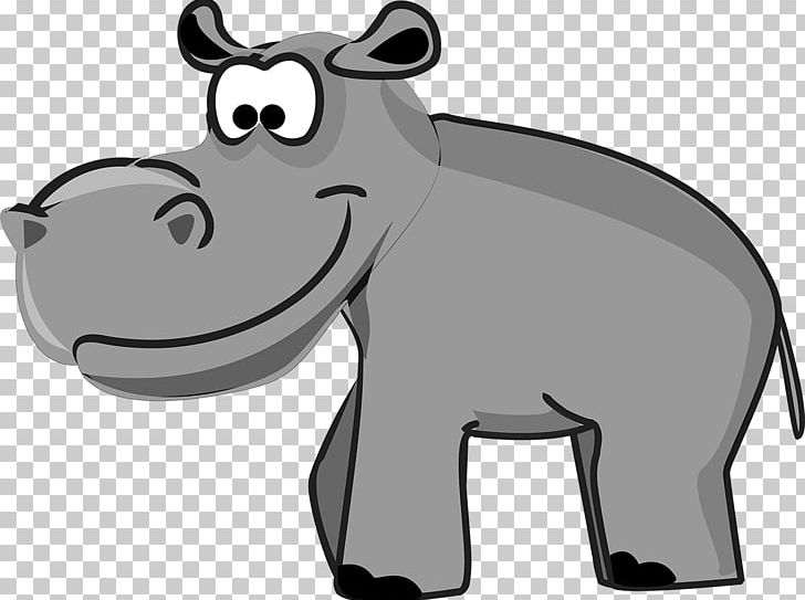 Rhinoceros Hippopotamus Cartoon PNG, Clipart, Animal, Animals, Art, Black, Black And White Free PNG Download