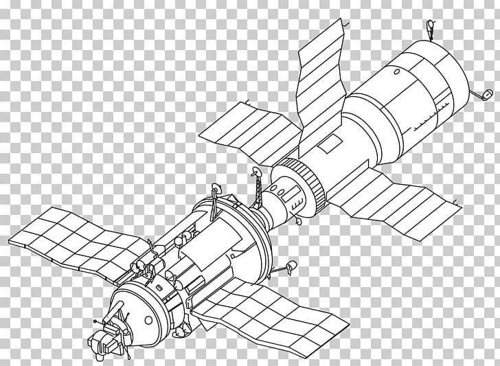 Salyut 6 Kosmos 1686 TKS Space Station PNG, Clipart, Almaz, Angle, Artwork, Black And White, Cosmos 929 Free PNG Download