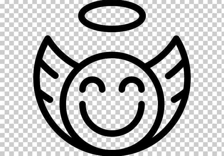 Smiley Computer Icons Emoticon Angel Icon Design PNG, Clipart, Angel, Angel Halo, Avatar, Black And White, Circle Free PNG Download