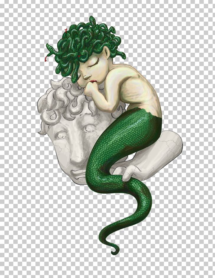 Greek Mythology PNG Transparent, Medusa Snake Green Figure In