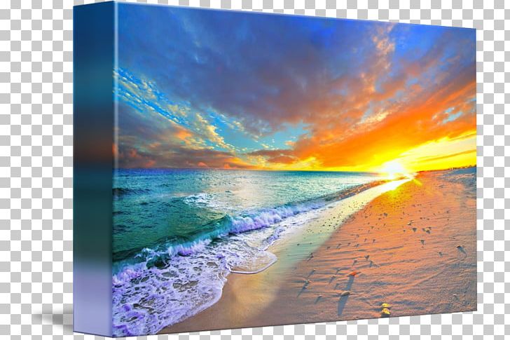Sky Shore Sunset Blue Painting PNG, Clipart, Acrylic Paint, Beach At Sunset, Blue, Cloud, Heat Free PNG Download