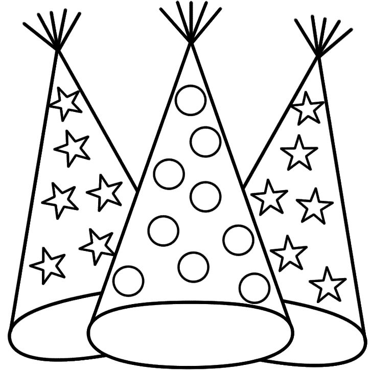 new years hat clip art black and white