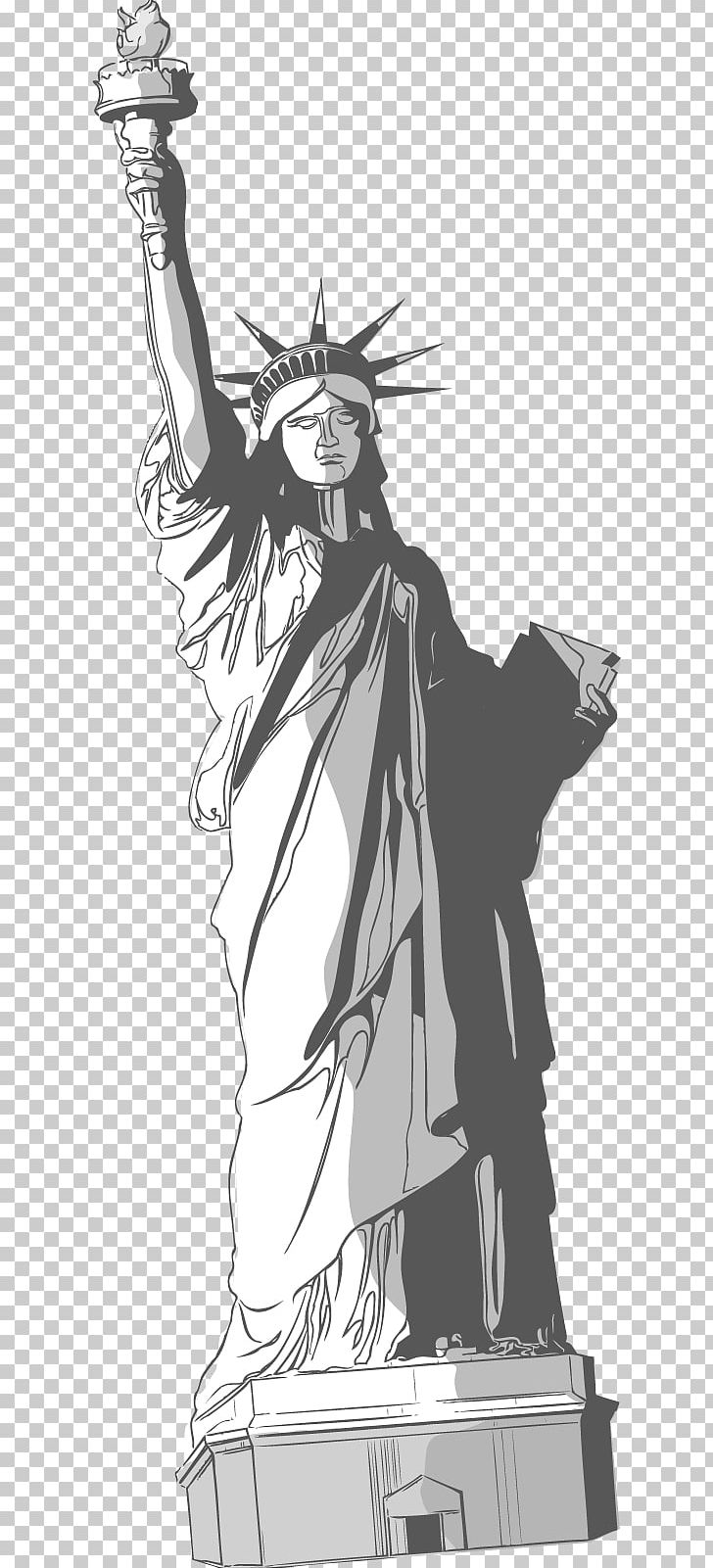 Statue Of Liberty Drawing PNG, Clipart, Artwork, Black And White, Cartoon, Fictional Character, Free Content Free PNG Download