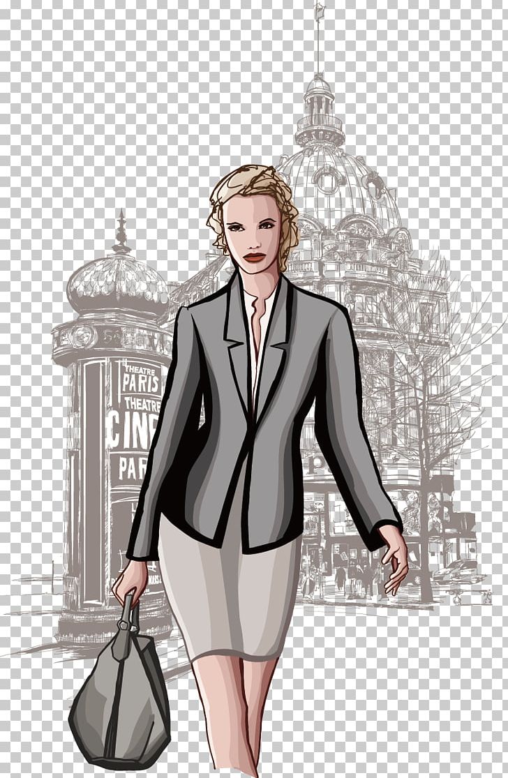 Paris Woman Illustration PNG, Clipart, Bijin, Boulevard, Business Card, Business Card Background, Business Man Free PNG Download
