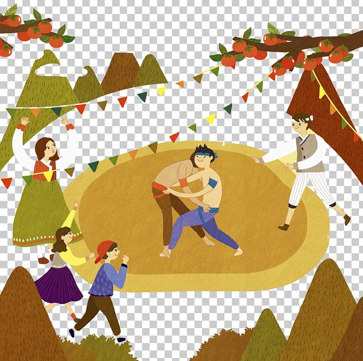 Wrestling Chuseok PNG, Clipart, Activity, Art, Cartoon, Cartoon Wrestler, Chuseok Free PNG Download