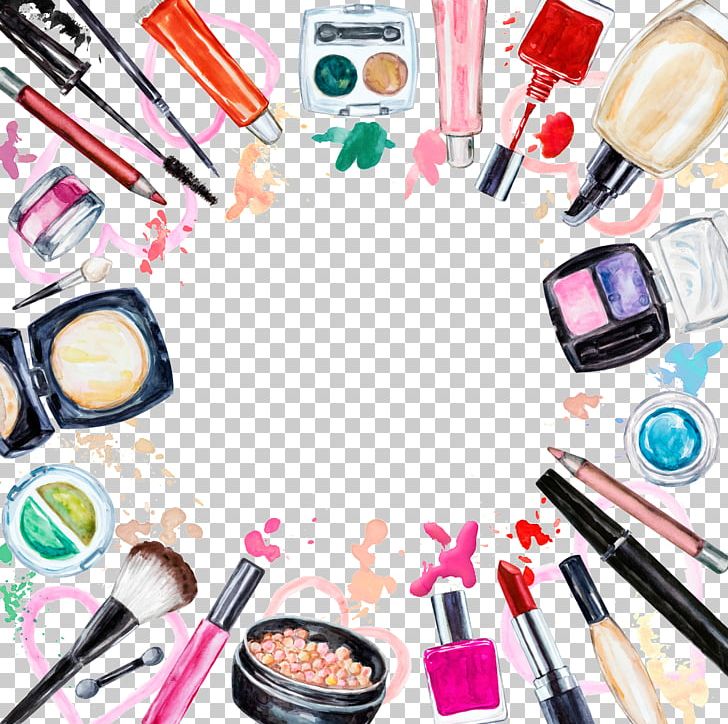 Cosmetics Watercolor Painting Makeup Brush Lip Gloss PNG, Clipart, Brand, Brush, Construction Tools, Creative Background, Creative Graphics Free PNG Download