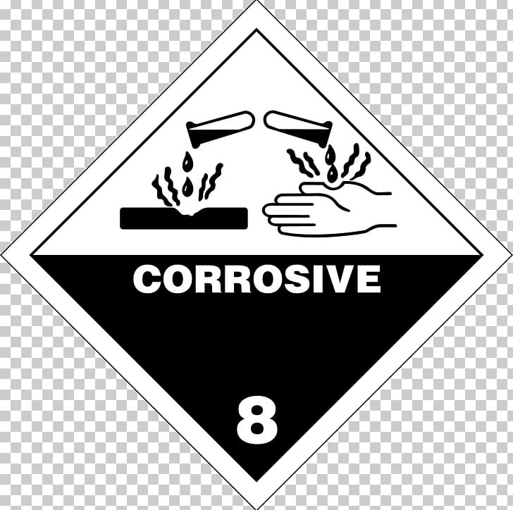 HAZMAT Class 8 Corrosive Substances Dangerous Goods Label Hazard PNG, Clipart, Adhesive, Angle, Area, Black, Black And White Free PNG Download