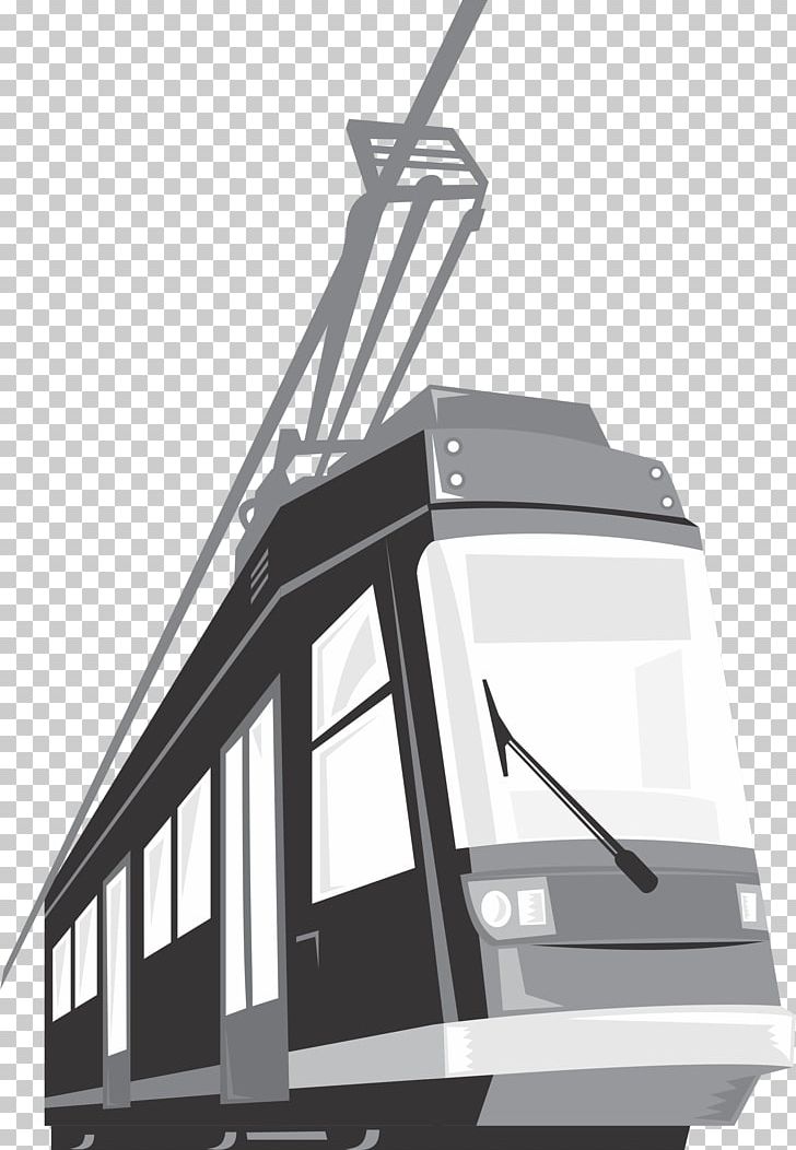 Trams In Lisbon Rail Transport Train PNG, Clipart, Angle, Architecture, Black And White, Building, Drawing Free PNG Download