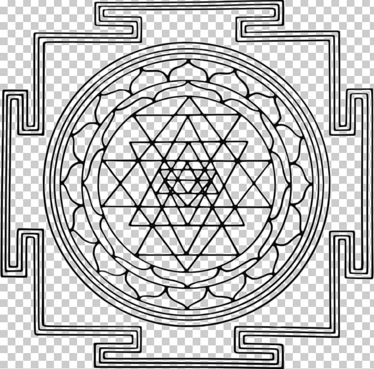 Hindu Iconography Sri Yantra Hinduism PNG, Clipart, Area, Black And White, Chakra, Circle, Divinity Free PNG Download