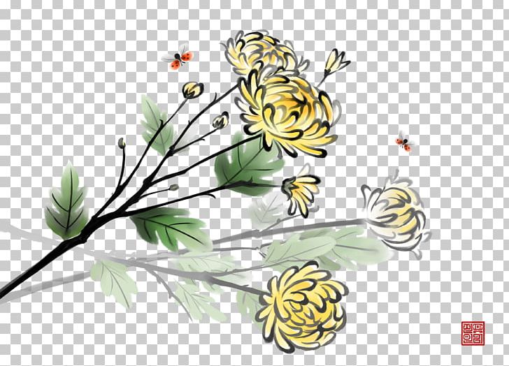 Chrysanthemum Xd7grandiflorum Ink Wash Painting Double Ninth Festival PNG, Clipart, Antiquity, Branch, Chinese Lantern, Chinese Style, Flower Free PNG Download