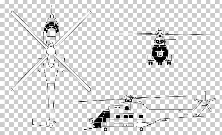 IAR 330 Helicopter Rotor Aérospatiale SA 330 Puma Eurocopter AS332 Super Puma PNG, Clipart, Aircraft, Angle, Aviation, Black And White, Drawing Free PNG Download