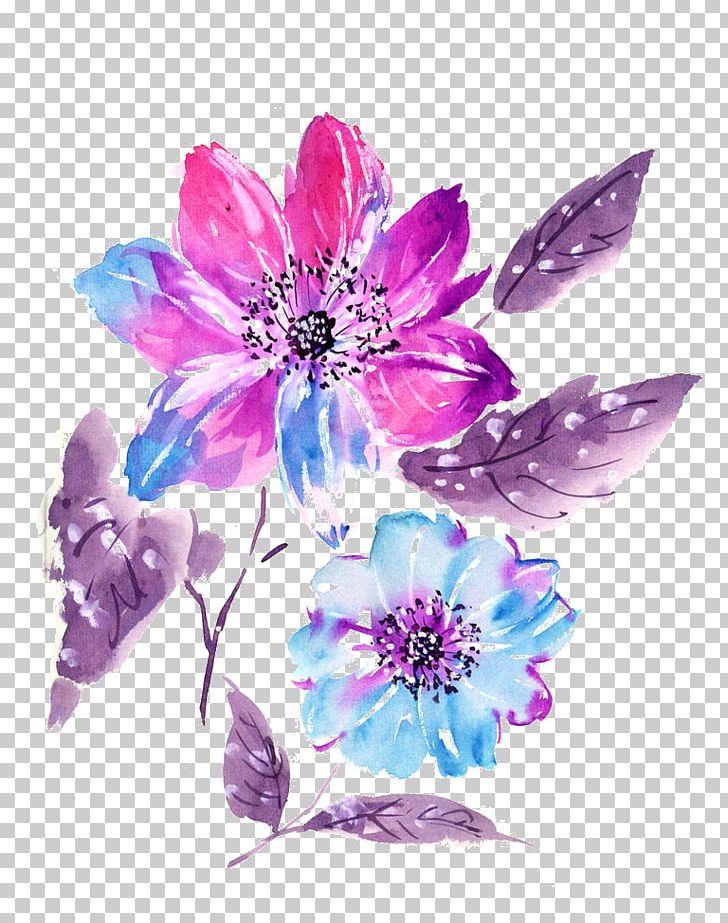 Violet Flower Watercolor Painting Drawing PNG, Clipart, Color, Coloring Book, Cut Flowers, Floral Design, Flower Free PNG Download