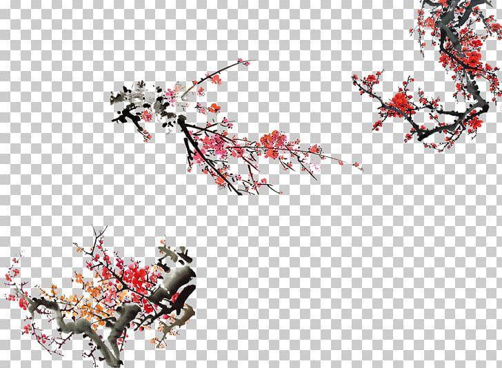Ink Wash Painting Plum Blossom PNG, Clipart, Branch, Chinese Style, Creative Ads, Creative Artwork, Creative Background Free PNG Download