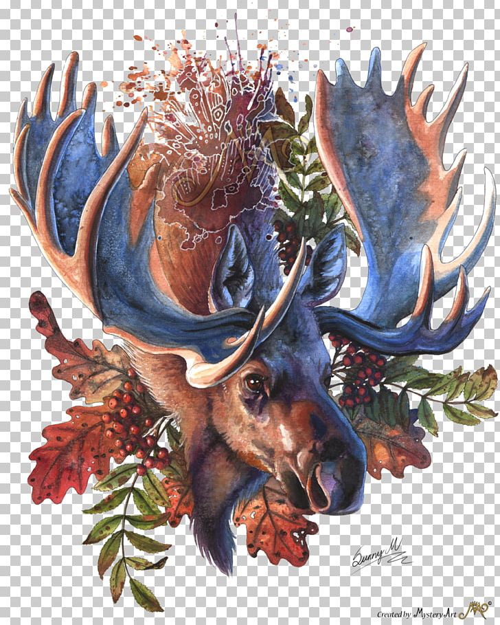 Moose Deer Watercolor Painting PNG, Clipart, American Moose, Animals, Antler, Art, Artist Free PNG Download