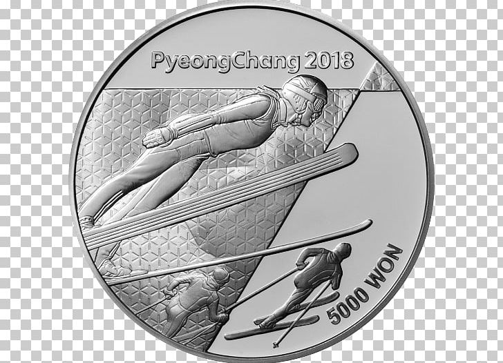 PyeongChang 2018 Olympic Winter Games Commemorative Coin Pyeongchang County Olympic Games PNG, Clipart, Black And White, Coin, Commemorative Coin, Currency, Finance Free PNG Download