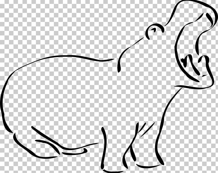 Hippopotamus Drawing Line Art PNG, Clipart, Black, Carnivoran, Cartoon, Cat Like Mammal, Cuteness Free PNG Download