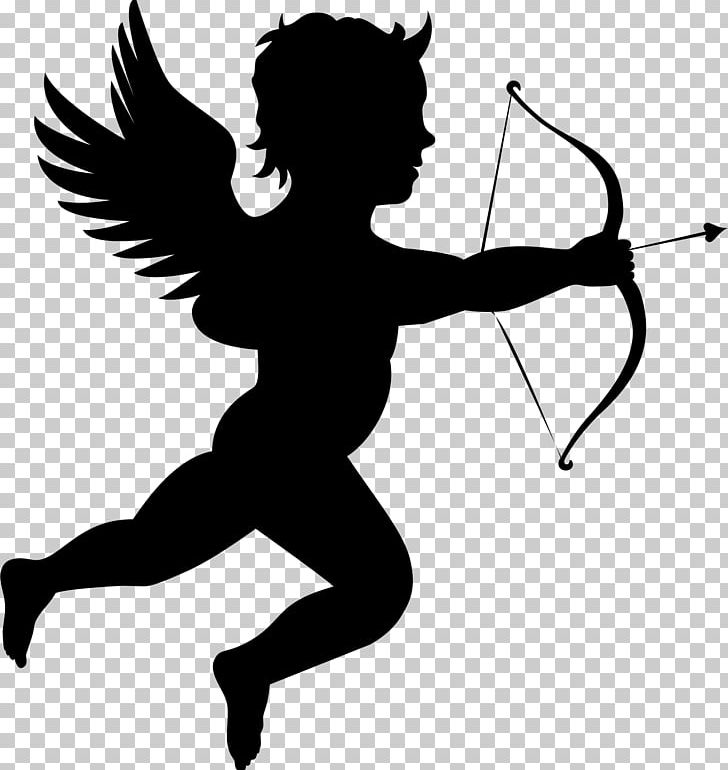 Cherub Cupid Silhouette PNG, Clipart, Arm, Black And White, Bow And Arrow, Cherub, Cupid Free PNG Download