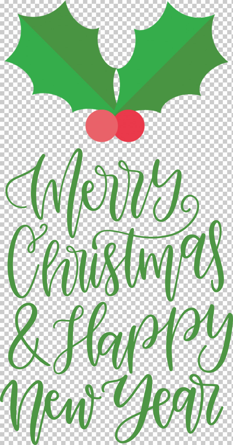Merry Christmas Happy New Year PNG, Clipart, Flora, Floral Design, Green, Happy New Year, Leaf Free PNG Download