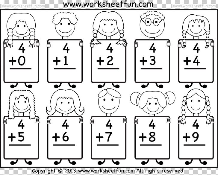Addition Kindergarten Mathematics Worksheet Adding And Subtracting Fractions PNG, Clipart, Angle, Area, Art, Black And White, Cartoon Free PNG Download