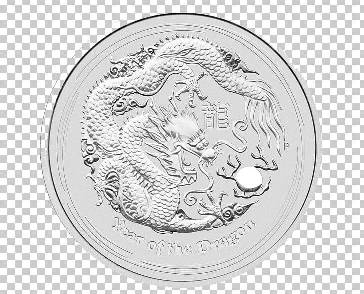 Perth Mint Silver Coin Silver Coin Dragon PNG, Clipart, Australia, Australian Lunar, Australian Silver Kookaburra, Black And White, Bullion Free PNG Download