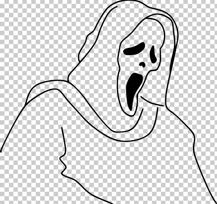 Ghostface Line Art PNG, Clipart, Arm, Artwork, Black, Black And White, Cartoon Free PNG Download