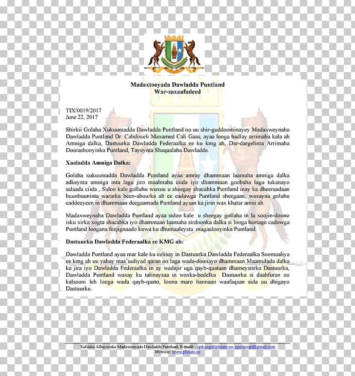 Tukaraq Madaxtooyada Puntland Somali Al-Shabaab War PNG, Clipart, Abdiweli Mohamed Ali, Alshabaab, Area, Document, Garoowe Free PNG Download