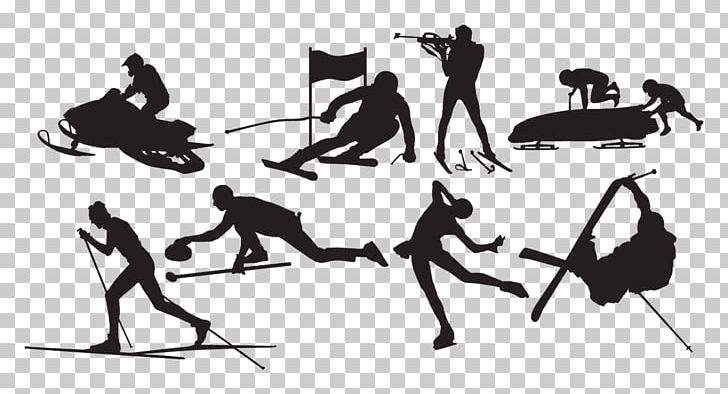 Winter Olympic Games Silhouette Winter Sport Skiing PNG, Clipart, Animals, Art, Athlete, Black, Black And White Free PNG Download