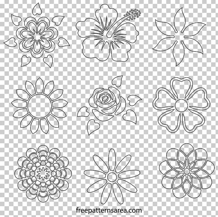 Stencil Flower Petal Pattern PNG, Clipart, Area, Art, Black And White, Circle, Craft Free PNG Download