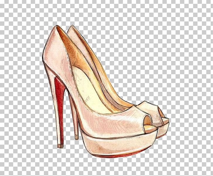 High-heeled Shoe Drawing Fashion Illustration Sketch PNG, Clipart, Art, Basic Pump, Beige, Christian Louboutin, Drawing Free PNG Download