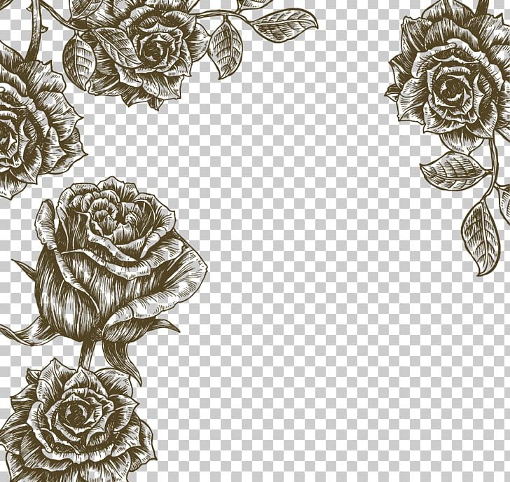 Flower Rose Illustration PNG, Clipart, Art, Black And White, Decorative Arts, Drawing, Flower Bouquet Free PNG Download