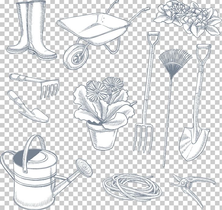Hand Tool Garden Tool Euclidean PNG, Clipart, Black And White, Cookware And Bakeware, Download, Drawing, Garden Free PNG Download