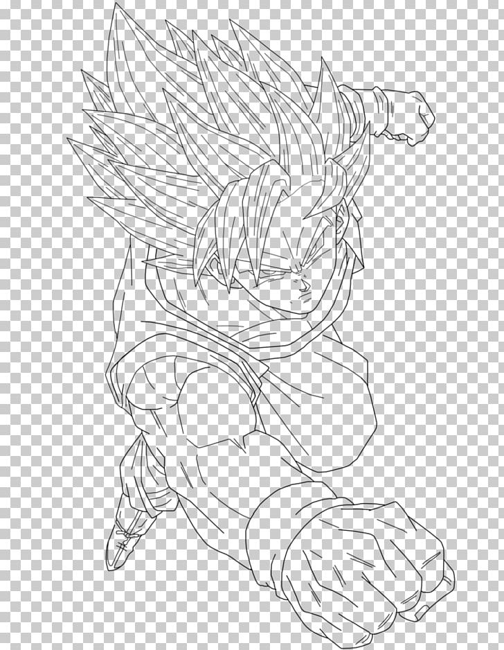 Goku Super Saiyan Drawing Sketch PNG, Clipart, Arm, Artwork, Black, Black And White, Cartoon Free PNG Download