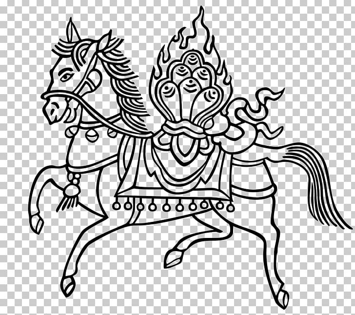 Wind Horse Prayer Flag Tibetan Buddhism Lung PNG, Clipart, Artwork, Bhavacakra, Black And White, Buddhism, Fictional Character Free PNG Download