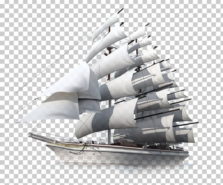 Sailing Ship Wind Three-dimensional Space Painting PNG, Clipart, Barque, Black, Black And White, Boat, Clipper Free PNG Download