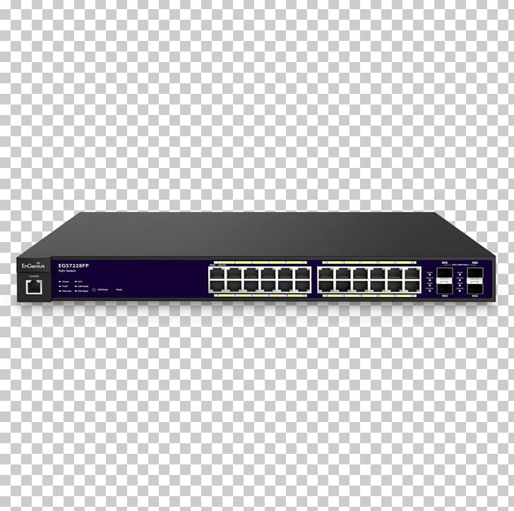 Power Over Ethernet Network Switch 24-Port 1U Rack-Mount Gigabit Small Form-factor Pluggable Transceiver PNG, Clipart, Audio Receiver, Computer Network, Electronic Device, Electronics, Ieee 8023af Free PNG Download