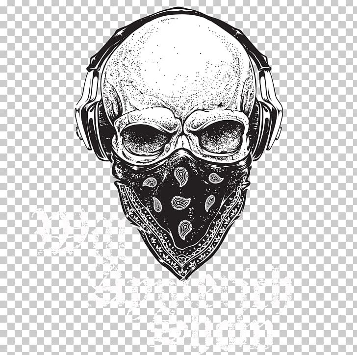 Skull T-shirt Kerchief Stock Photography PNG, Clipart, Audio, Audio Equipment, Bandana, Black And White, Bone Free PNG Download
