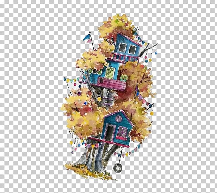 The Yellow House Watercolor Painting Graphic Design PNG, Clipart, Art, Autumn, Cartoon, Color, Colour Free PNG Download