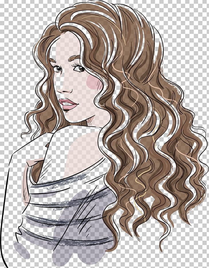 Drawing Hair Sketch PNG, Clipart, Black Hair, Curly Vector, Face, Fashion, Fashion Girl Free PNG Download