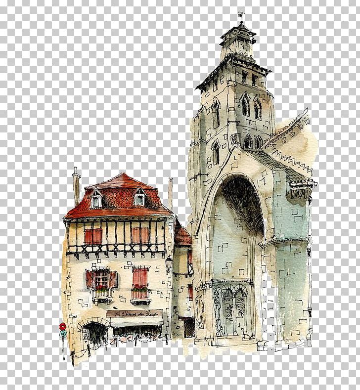 Building Architecture Drawing Sketch PNG, Clipart, Architectural Drawing, Bell Tower, Castle, Clock Tower, European Free PNG Download