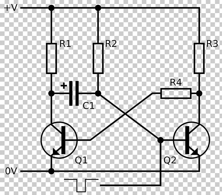Multivibrator Flip-flop Electronic Circuit Monostable Bistability PNG, Clipart, Angle, Area, Black And White, Circle, Circuit Diagram Free PNG Download
