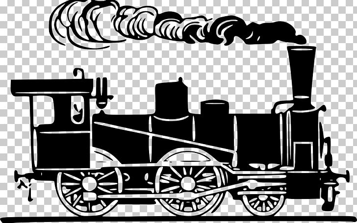 Rail Transport Train Steam Locomotive Png Clipart Black And White Car Clip Art Drawing Engine Free