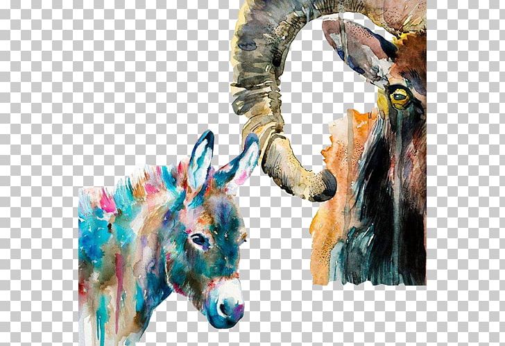 Art Watercolor Painting Donkey Oil Painting PNG, Clipart, Animals, Artist, Avatar, Canvas, Cattle Like Mammal Free PNG Download