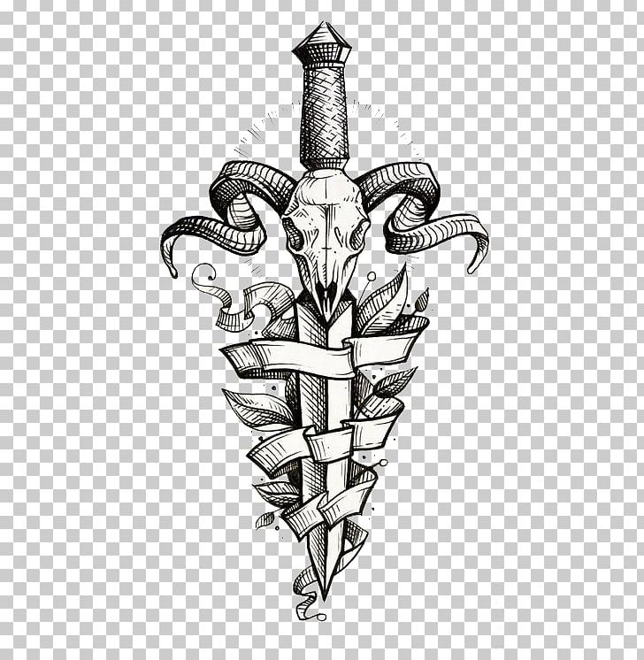 Knife Sleeve Tattoo Flash Dagger PNG, Clipart, Abziehtattoo, Art, Black And White, Body Painting, Christmas Decoration Free PNG Download