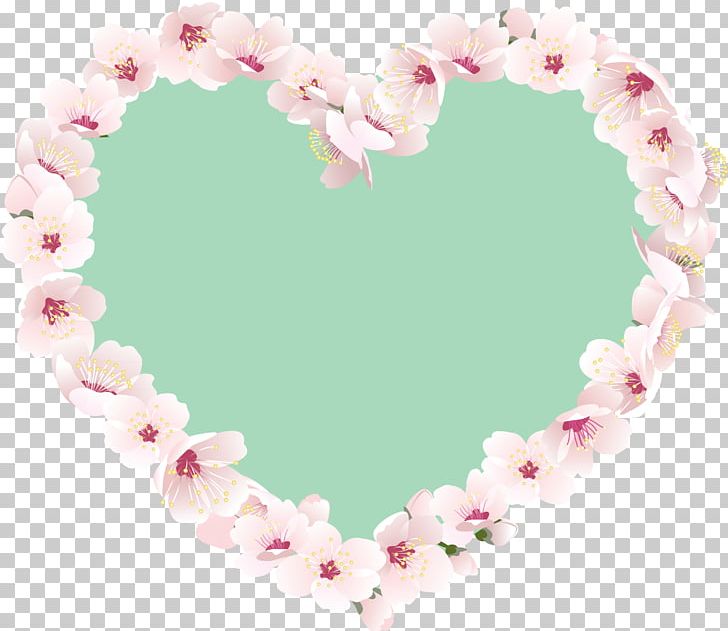 Heart Pink Border Flowers PNG, Clipart, Blossom, Border Flowers, Cherry Blossom, Color, Data Free PNG Download
