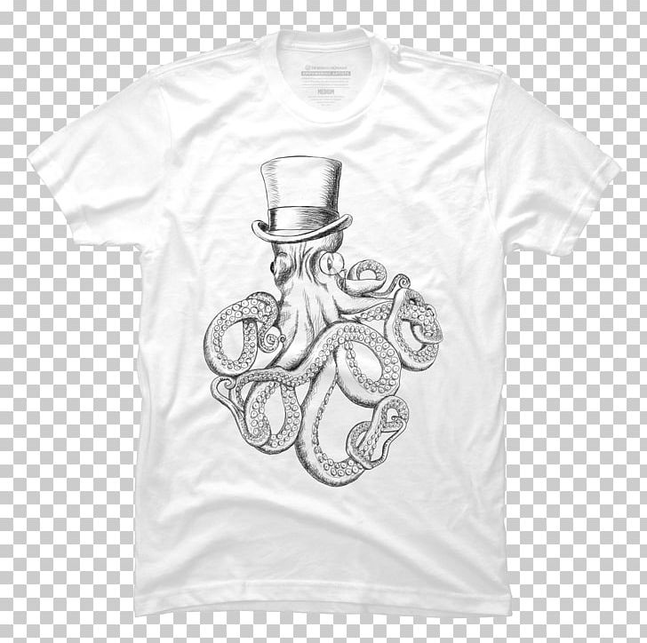 T-shirt /m/02csf Drawing Octopus Font PNG, Clipart, Black And White, Brand, Clothing, Conflagration, Drawing Free PNG Download