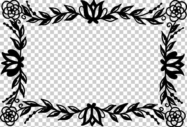 Flower Frames Rectangle PNG, Clipart, Artwork, Black, Black And White, Border, Branch Free PNG Download