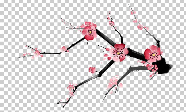 Ink Wash Painting Plum Blossom PNG, Clipart, Blossom, Branch, Cherry Blossom, Chimonanthus Praecox, Chinese New Year Free PNG Download
