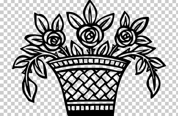 A Basket Of Flowers Drawing PNG, Clipart, Artwork, Basket, Basket Of Flowers, Black And White, Cartoon Free PNG Download
