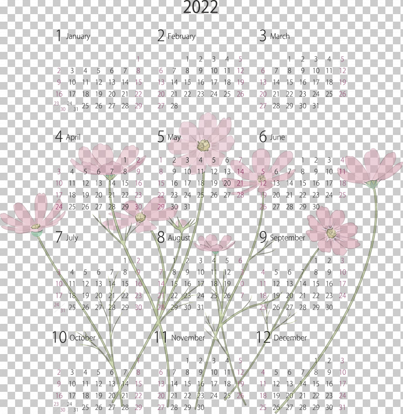 2022 Yearly Calendar Printable 2022 Yearly Calendar PNG, Clipart, Biology, Branching, Floral Design, Flower, Geometry Free PNG Download